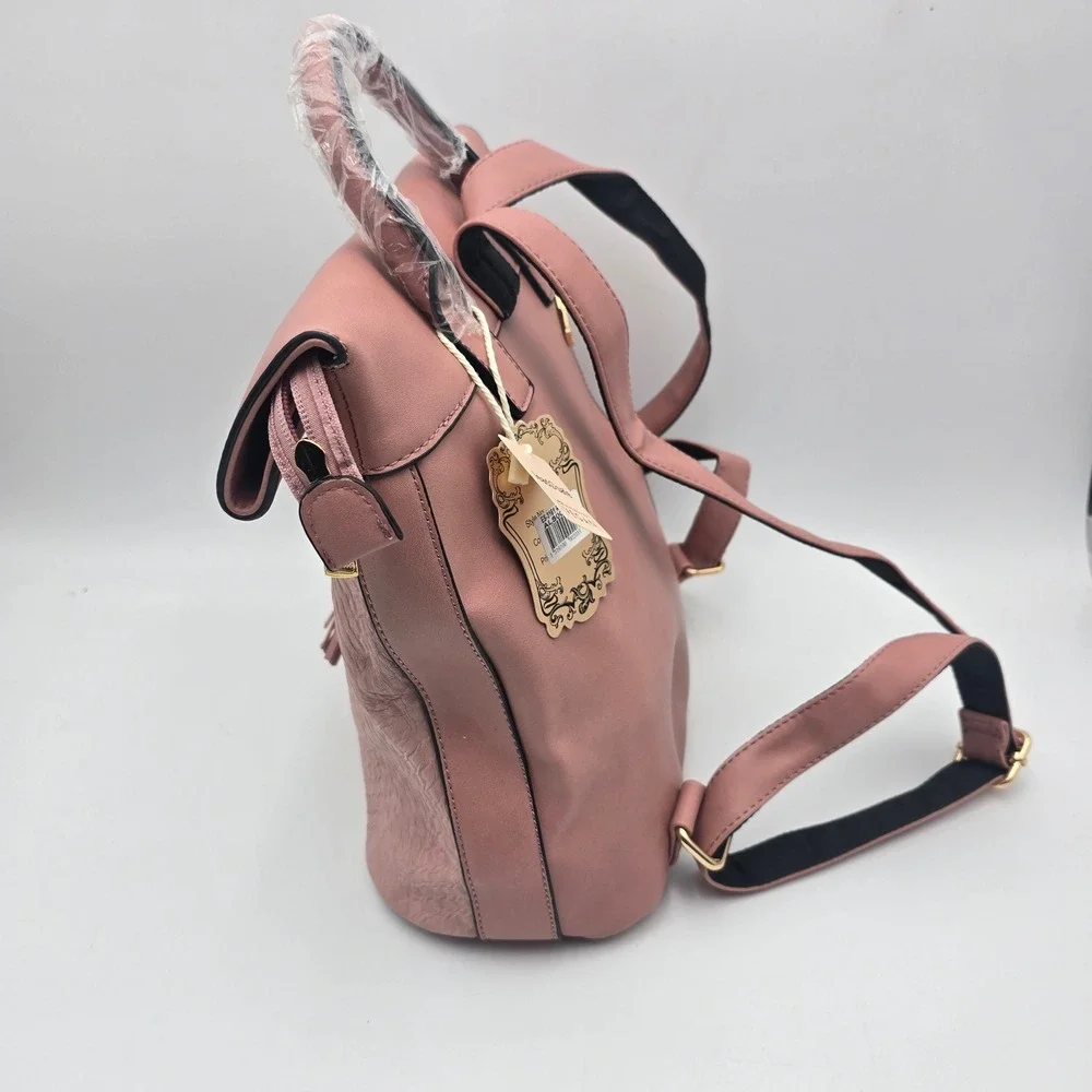 Alyssa Women's Pink Vegan‎ Leather Backpack Convertible Bag